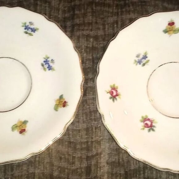Rosenthal Continental Ivory Rob Roy Floral Gold Rimmed Saucers - Set Of 2 - Picture 1 of 2